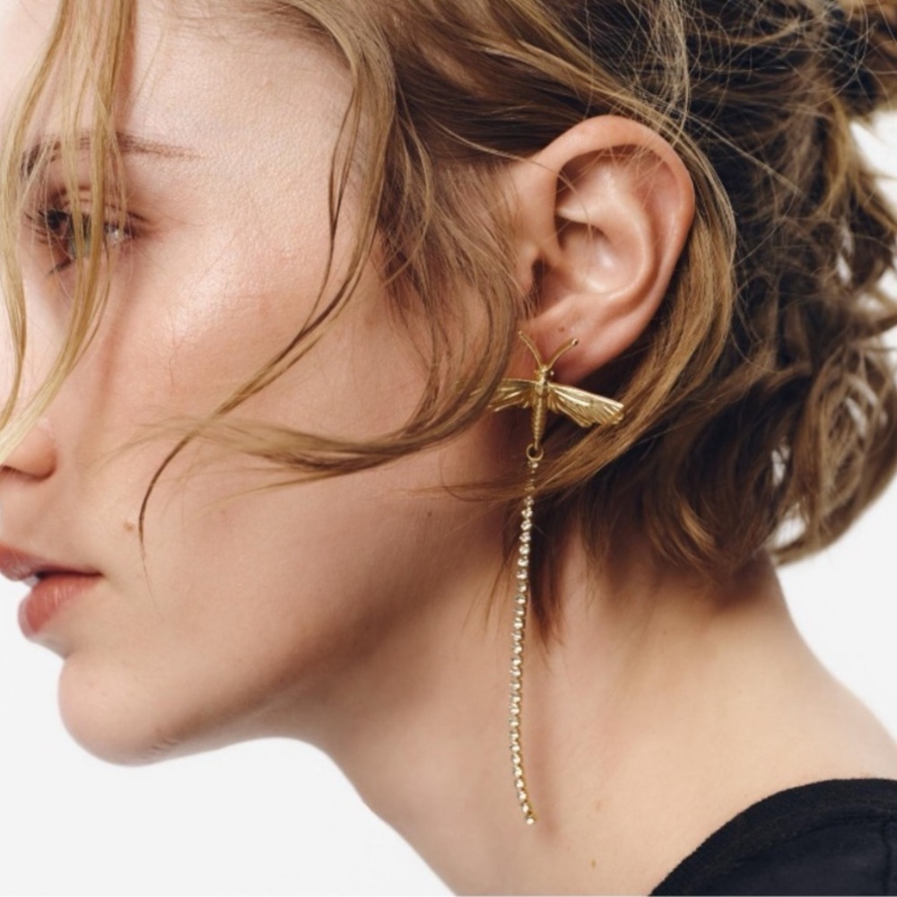 NEW. Zara Dragonfly Drop Earrings. NEW IN PACKAGE
